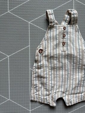 Carters|Baby boy neutral tan Striped romper Overalls in cream•••100% cotton,3M